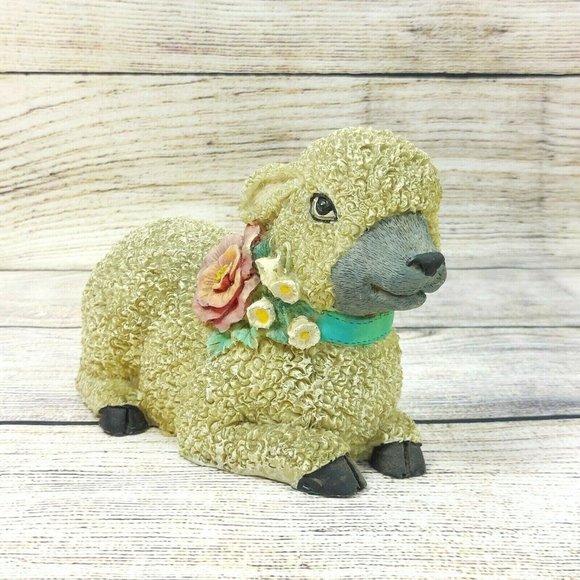 Woolly Resin Sheep Lamb Figurine Christmas Sheep Ornament Home Garden Décor VTG - Picture 2 of 12